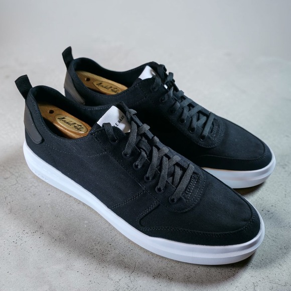 Cole Haan Mens 11 M Grandpro Rally Canvas Court Black Canvas White C34741 New